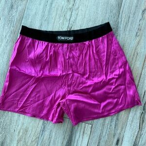 Tom Ford Fuchsia Satin Boxers with Black Waistband